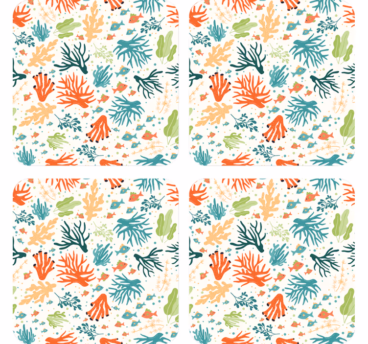 Coasters with vibrant coral designs - TenStickers
