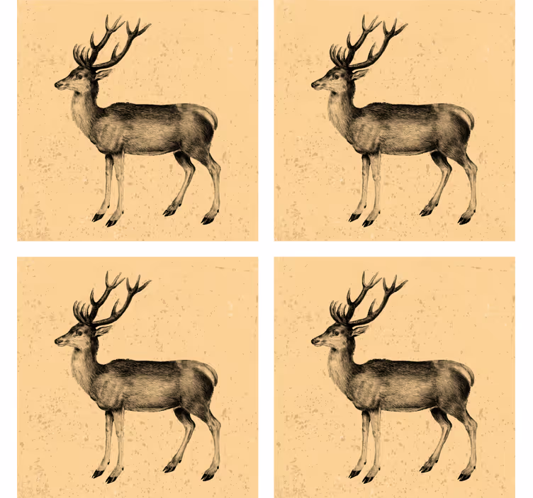 Beer mats vintage deer illustration - TenStickers