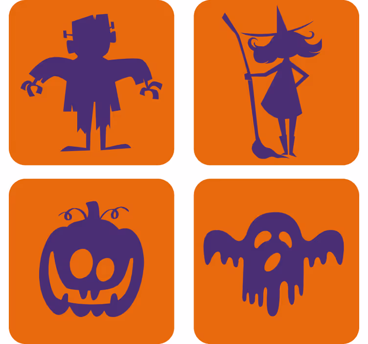 Halloween coasters frankenstein witch pumpkin ghost - TenStickers