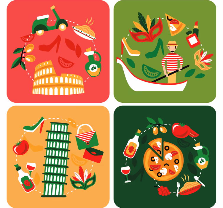 most famous icons of italy more coasters - TenStickers
