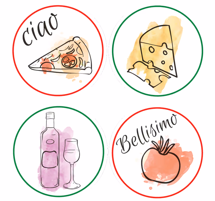 Italian food and drinks personalised coasters - TenStickers