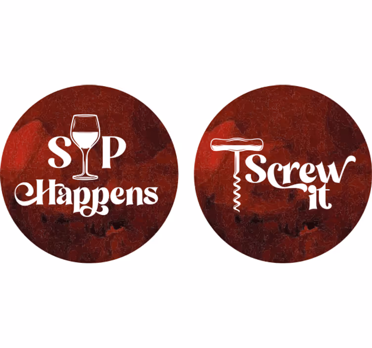 Different wine sayings text coasters - TenStickers