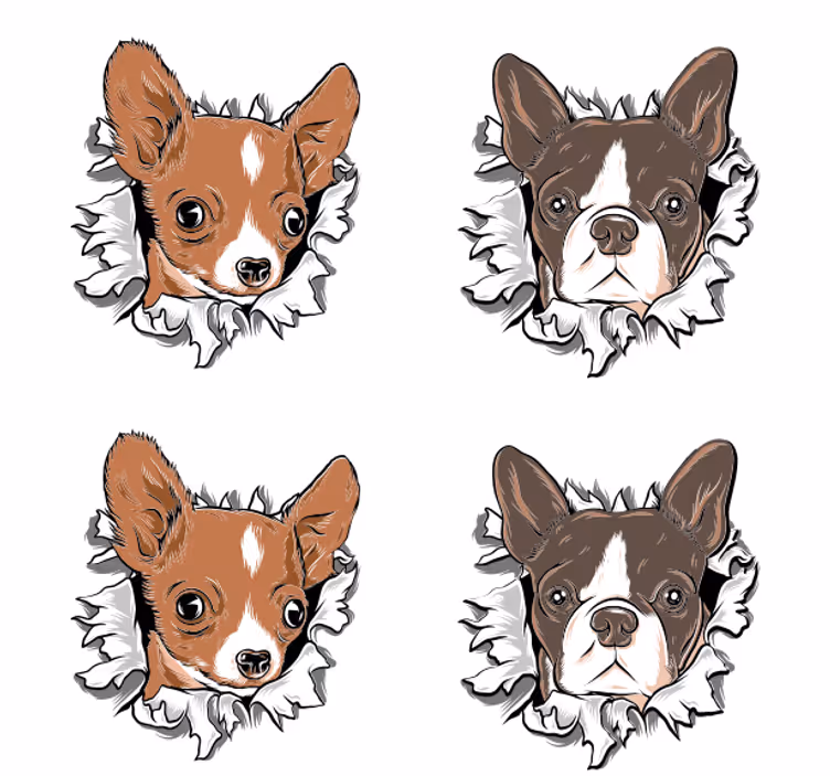 Geek coasters with chihuahua and bulldog faces - TenStickers