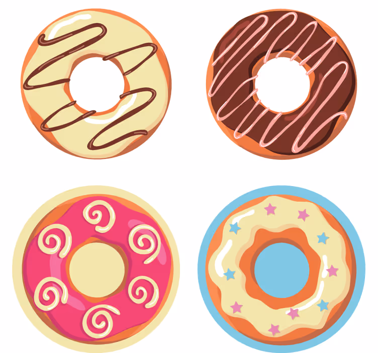 Modern coasters vibrant donut designs - TenStickers