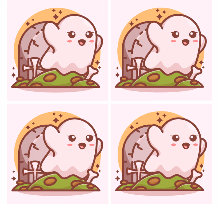 Halloween coasters featuring a cheerful ghost illustration - TenStickers