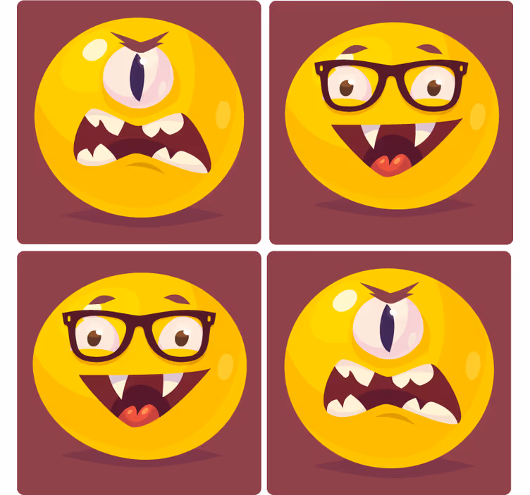 Geek coasters whimsical smiley faces - TenStickers