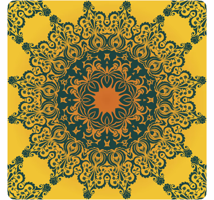 Ornate yellow pattern coasters - TenStickers