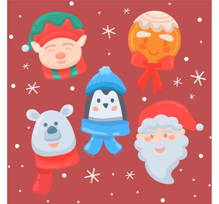 Christmas coasters festive figures set - TenStickers