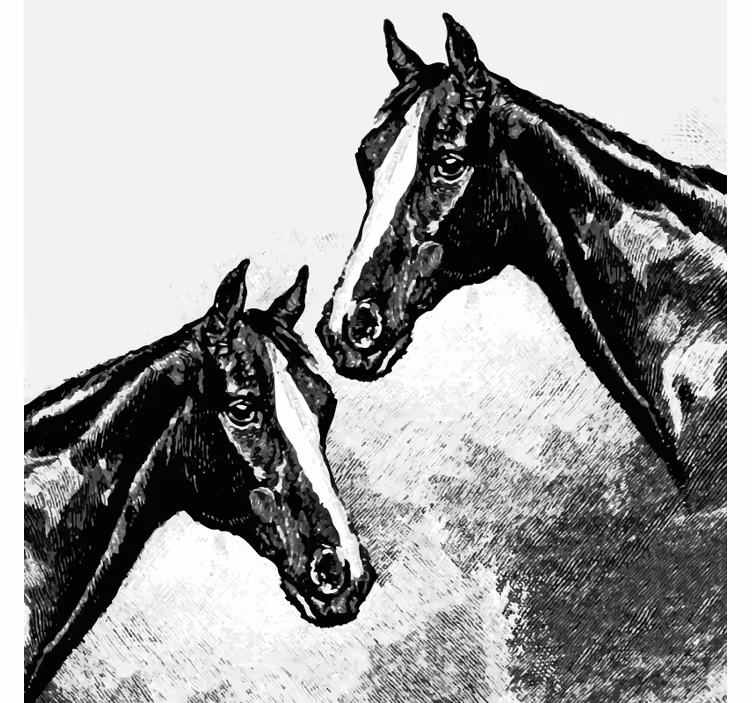 Vintage coasters double horse heads - TenStickers
