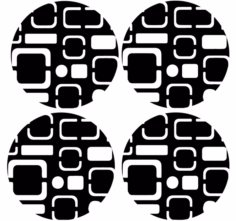 Coasters with geometric black patterns - TenStickers