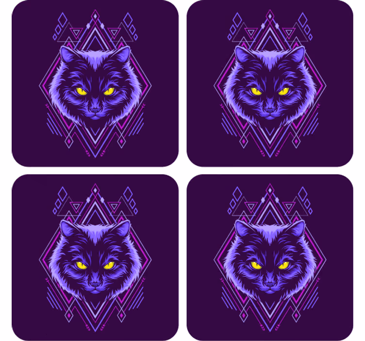 Geek coasters with elegant cat illustration - TenStickers