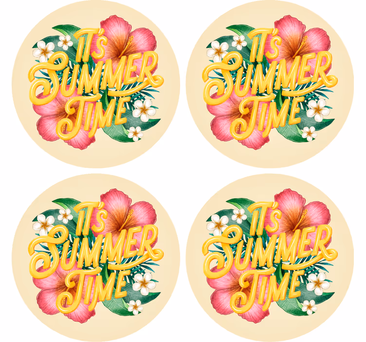 Text coasters floral summer saying - TenStickers