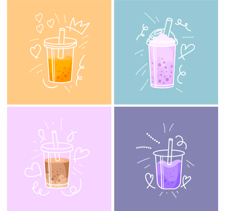 Modern coasters with colorful drink illustrations - TenStickers
