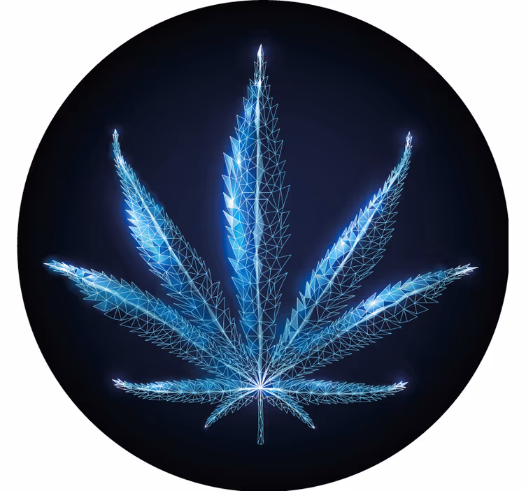Circular blue marijuana plant modern coaster - TenStickers