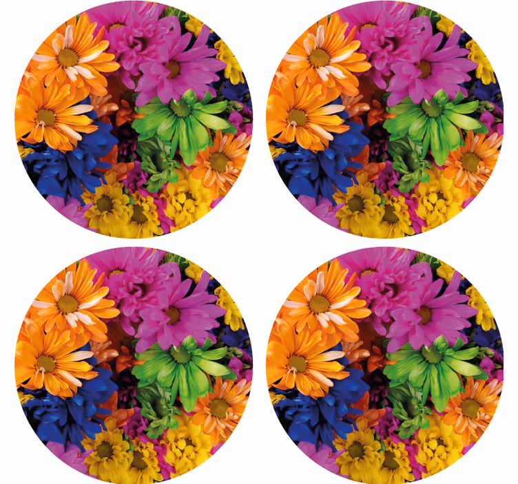 Multicolor daisies modern coaster - TenStickers