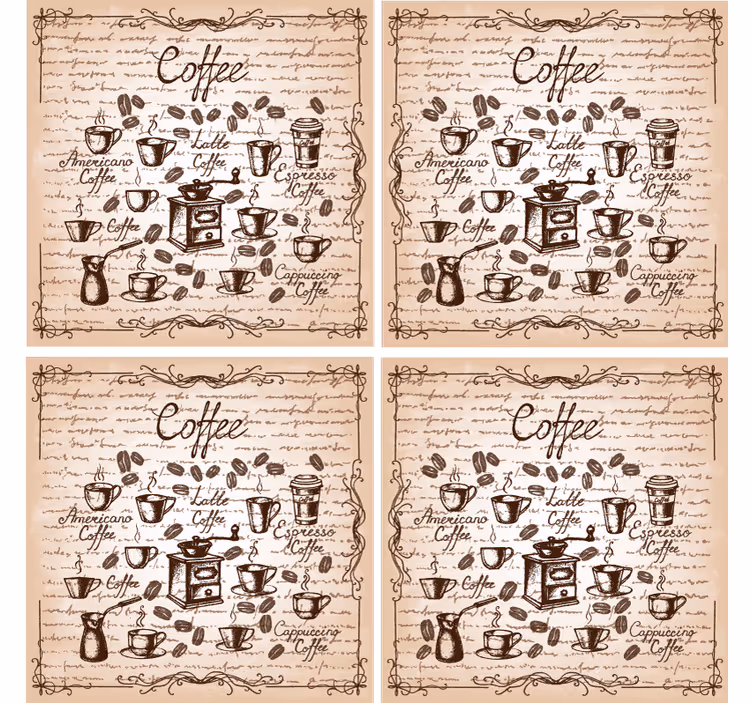 Personalizable coasters coffee types illustration - TenStickers