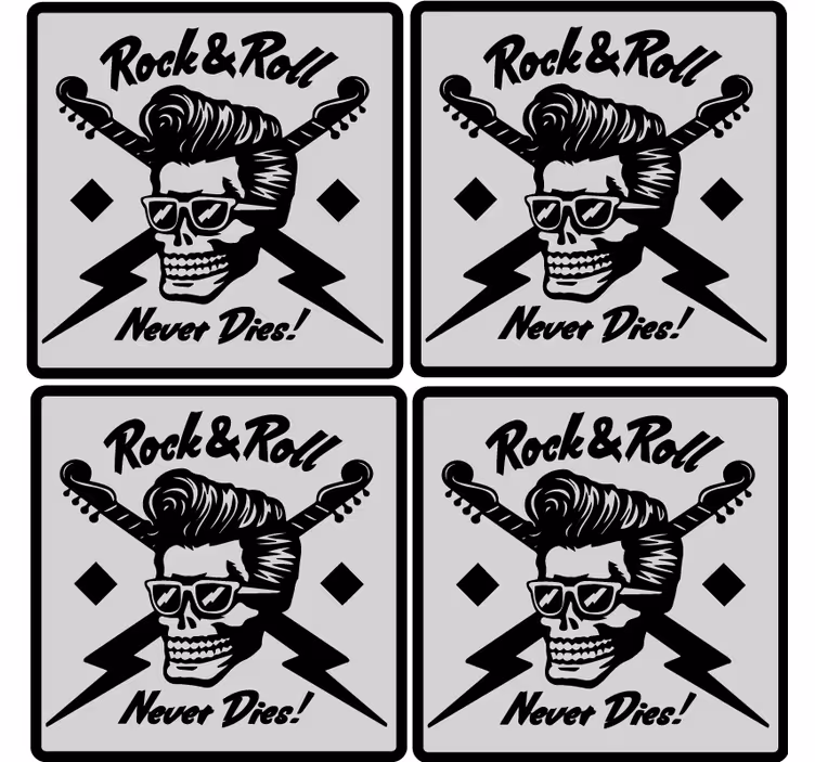 Rock and roll and never die beer mats - TenStickers