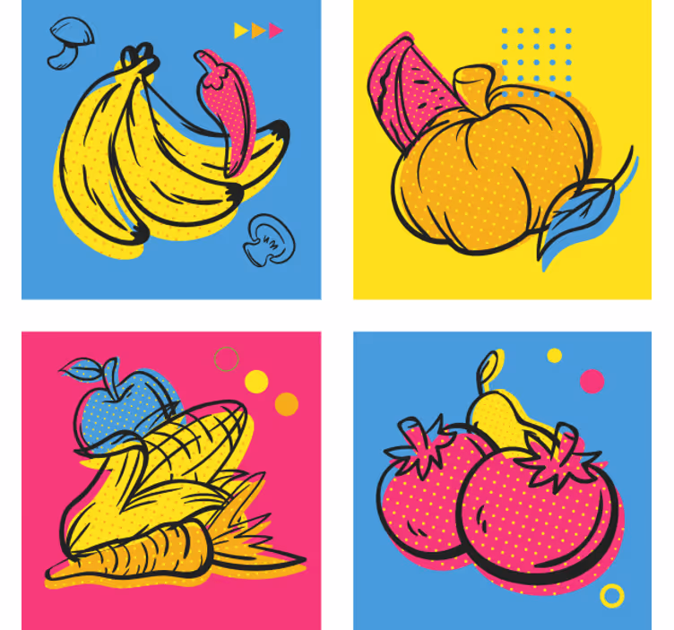 Modern coasters with vibrant fruit designs - TenStickers