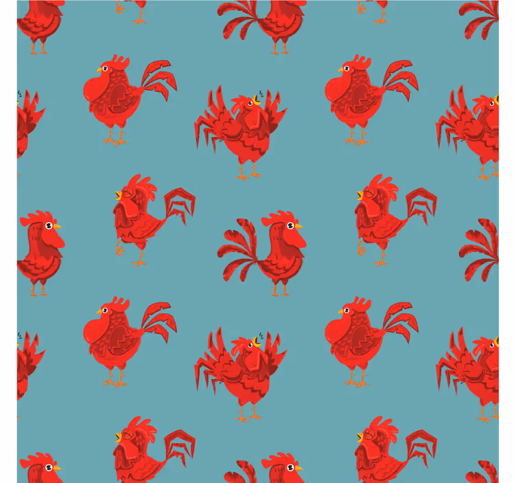 Red rooster cartoon pattern  modern coaster - TenStickers
