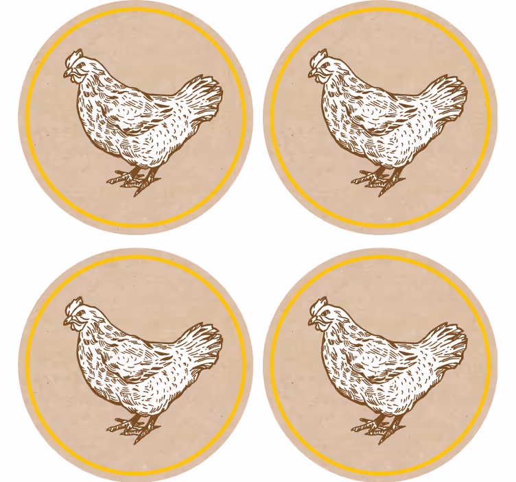 Vintage coasters with charming chicken design - TenStickers