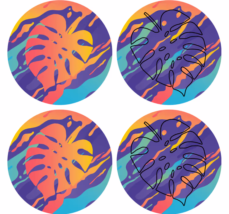 Colorful leaf patterns coasters - TenStickers