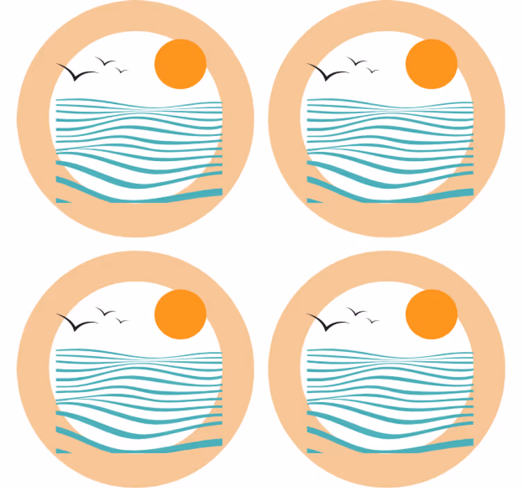 Modern coasters wave pattern sunset design - TenStickers
