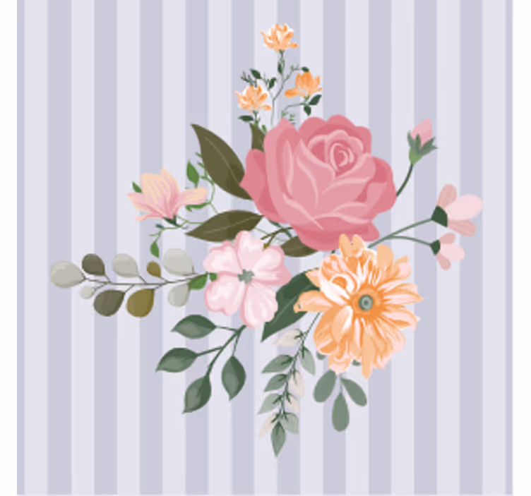 Beer mats floral arrangement stripes - TenStickers
