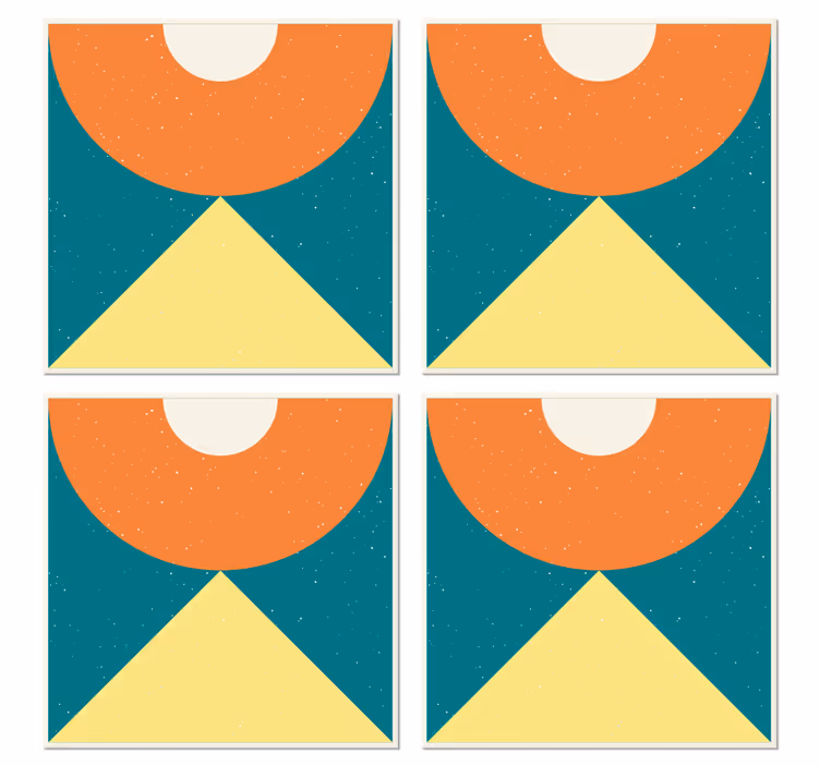 Colored abstract shapes vintage coasters - TenStickers