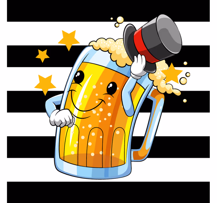 Cheerful beer mug mascot beer mats - TenStickers