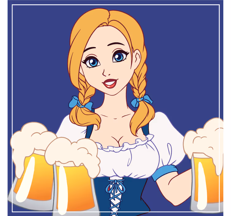Woman carrying a tray of beer beer mats - TenStickers
