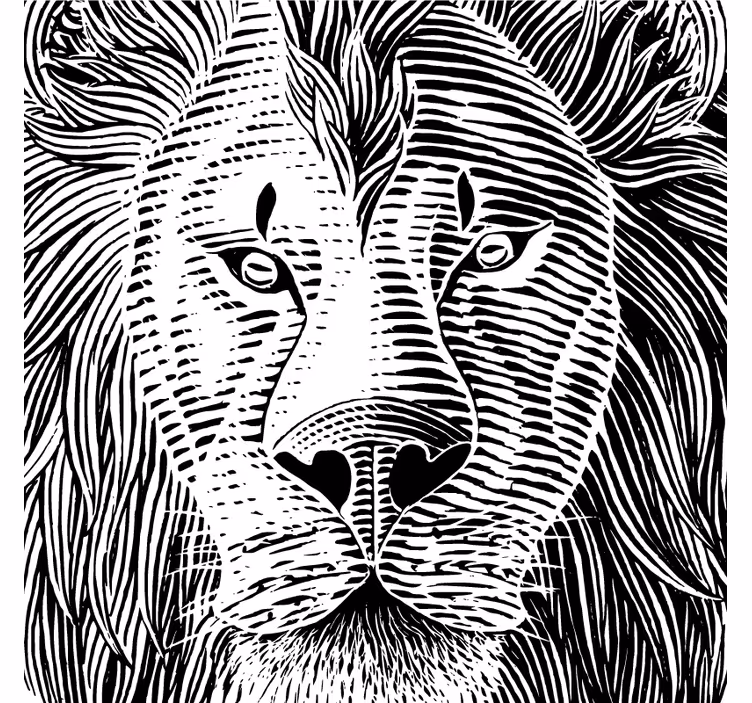 Black lion head on white background coaster - TenStickers