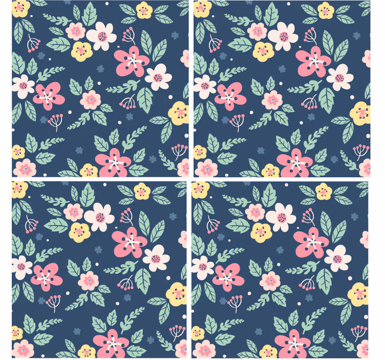 Cartoon flowers modern coaster - TenStickers