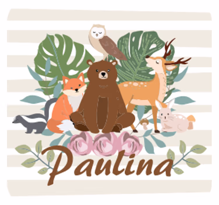 Personalizable coasters cute animal gathering - TenStickers