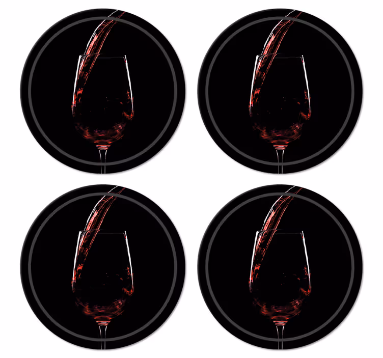 Red wine cup vintage coaster - TenStickers
