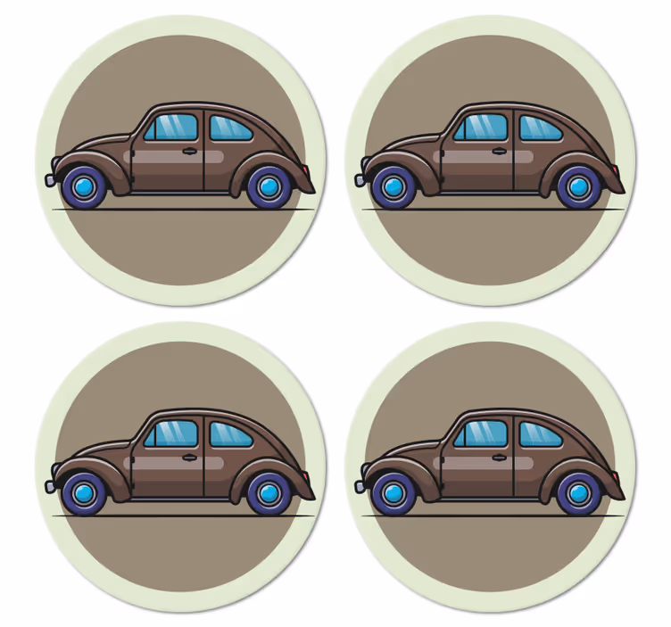 Beetle cartoon car vintage coaster - TenStickers
