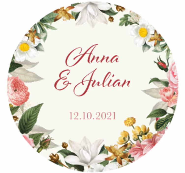 Wedding coasters floral wedding custom design - TenStickers
