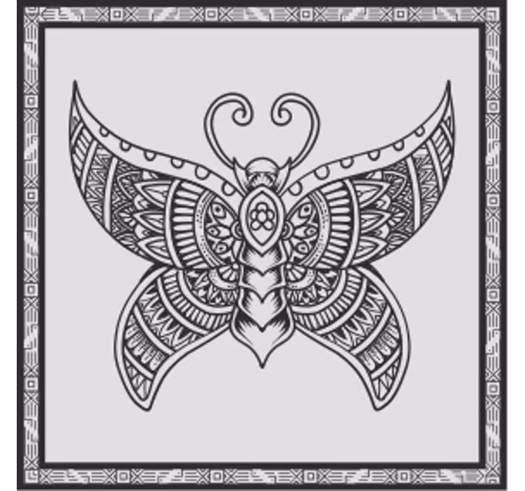 Black mandala butterfly drink coaster - TenStickers