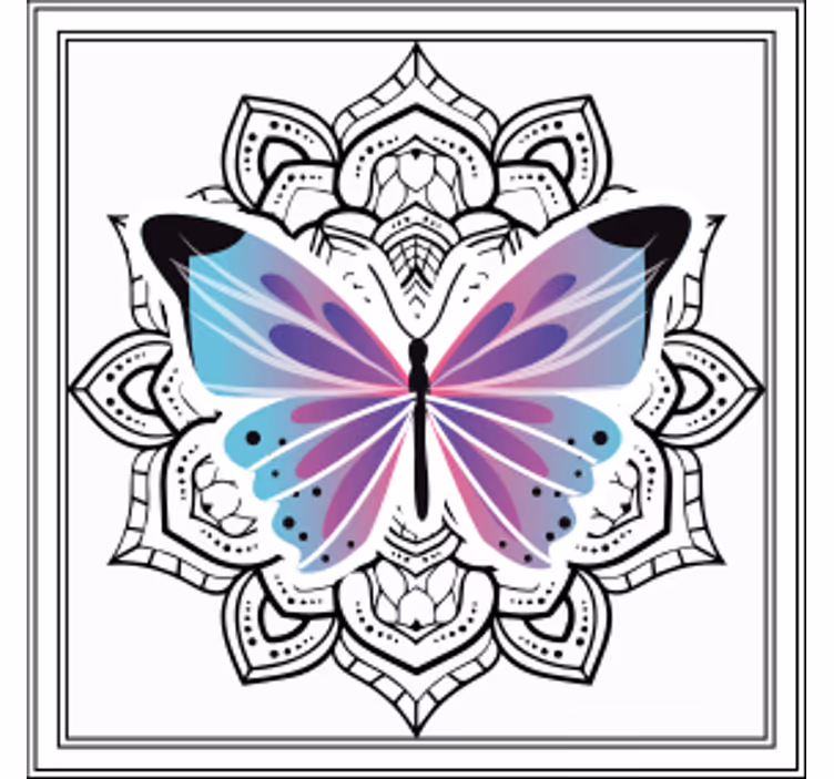 Coasters colorful butterfly mandala design - TenStickers