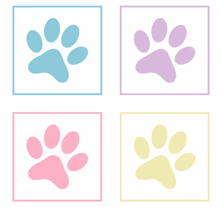Modern coasters colorful paw prints - TenStickers