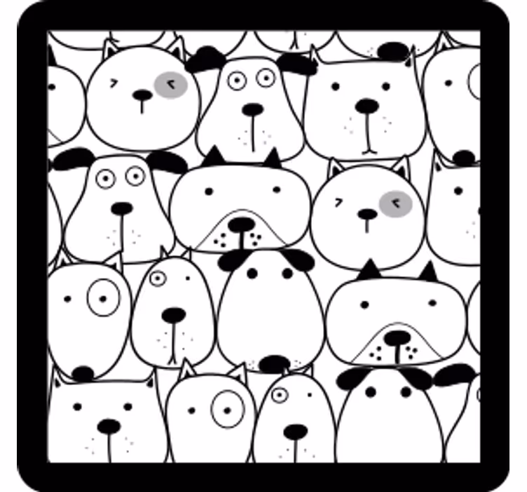 Geek coasters whimsical dog faces - TenStickers