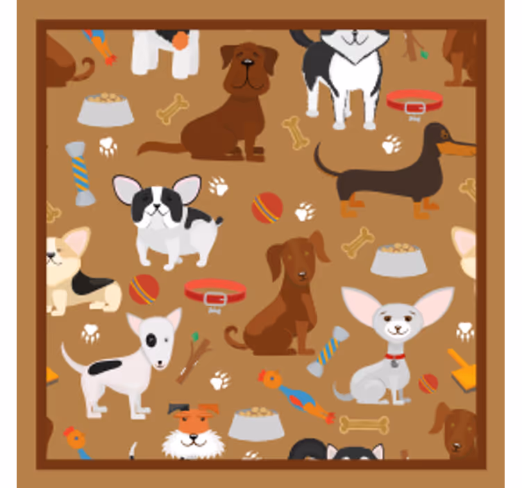 Modern coasters with playful dog art - TenStickers