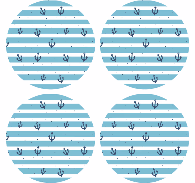 Beer mats nautical stripe anchor design - TenStickers