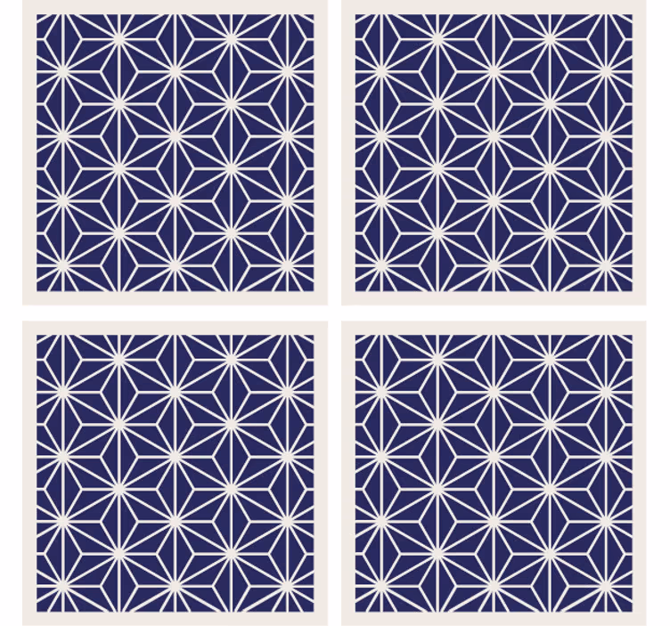 Blue Japanese pattern  vintage coaster - TenStickers