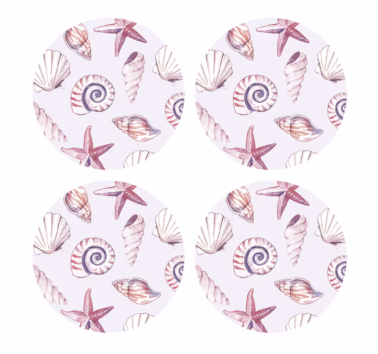 Geek coasters seashell and starfish patterns - TenStickers