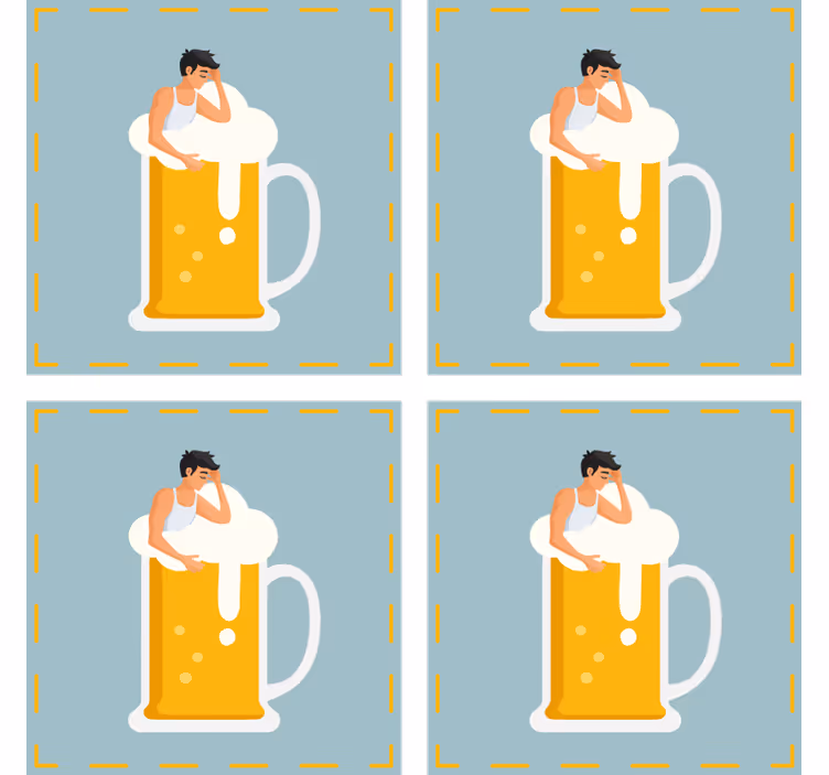 Beer mats relaxing beer mug illustration - TenStickers