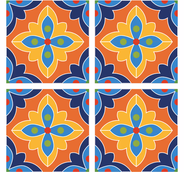 Vibrant floral illustration coasters - TenStickers