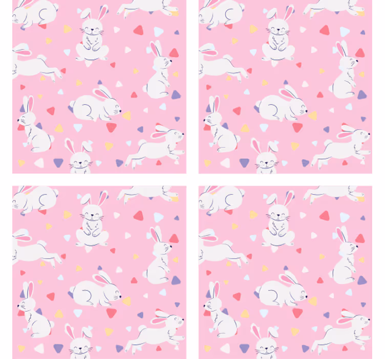 Personalizable coasters playful bunny designs - TenStickers