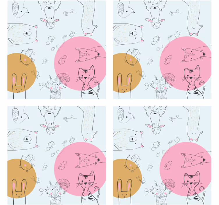 Geek coasters with playful animal art - TenStickers