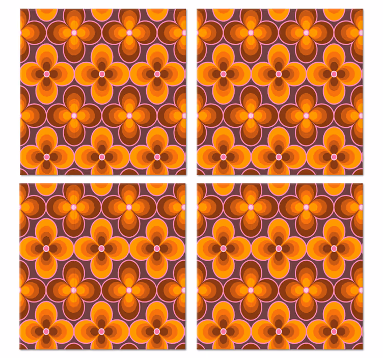 Groovy  flower pattern vintage coasters - TenStickers