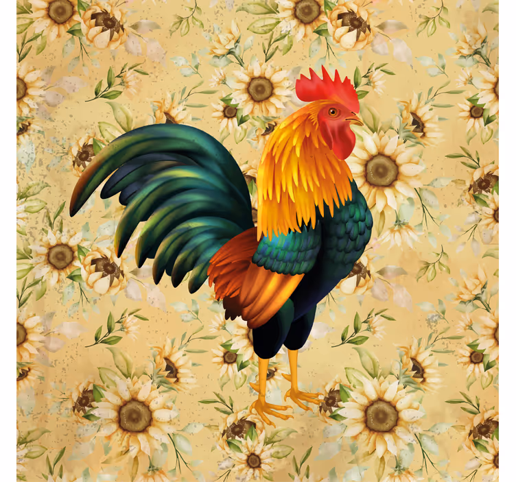 Geek coasters featuring colorful rooster illustration - TenStickers
